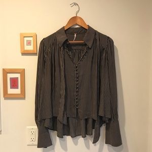 Free People Striped Modern Muse Blouse